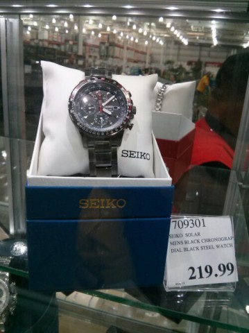 Seiko Black Solar Chronograph watch at Costco