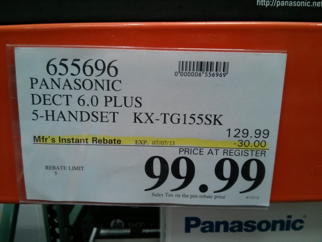 Panasonic KX-TG155 Cordless Phone Costco 