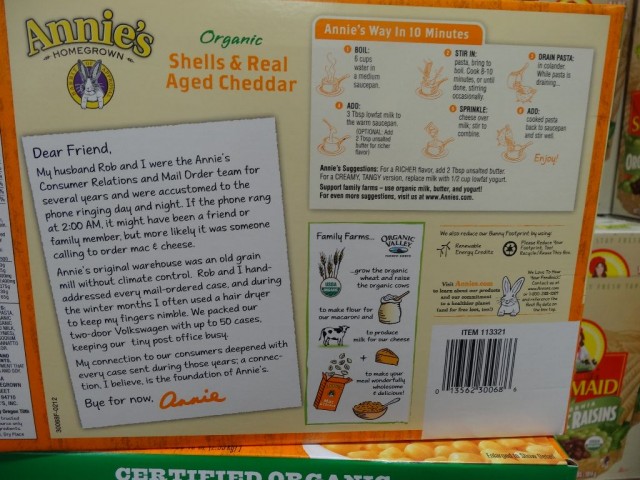 Annies Organic Shells and Cheddar Macaroni and Cheese Costco 