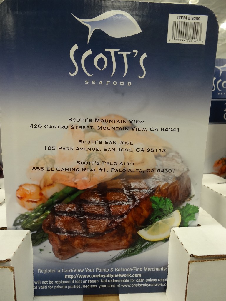 Gift Card Scotts Seafood Costco