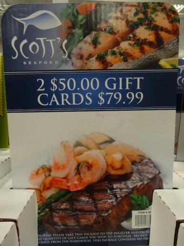 Gift Card Scotts Seafood Costco 