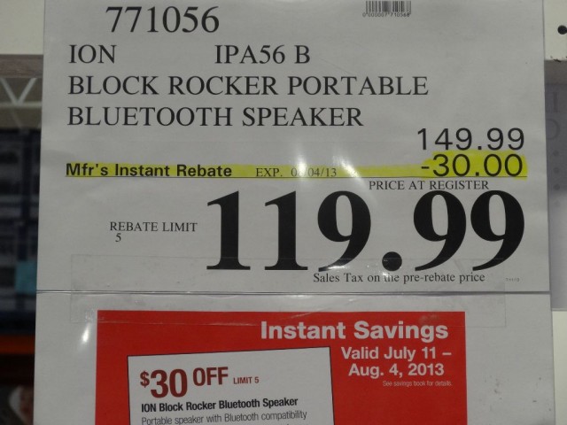 Ion Block Rocker Portable Bluetooth Speaker Costco 