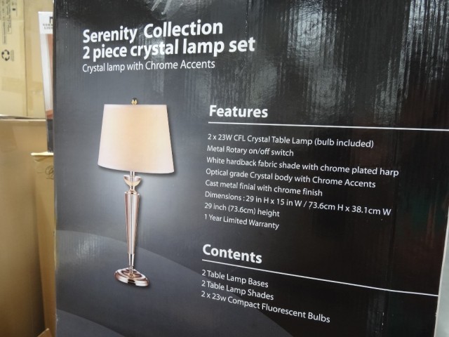 Normande Serenity Collection Crystal Lamp Set Costco