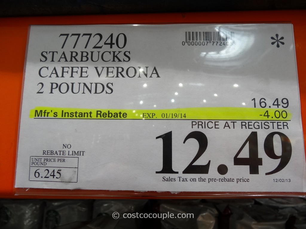 thumbnail image 2 of Starbucks Verona Whole Bean Coffee, Dark Roast, 5 LB Bag, Exp 10/2025 2 of 4