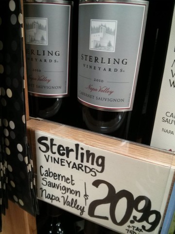 Sterling Vineyards 2010 Cabernet Sauvignon Trader Joes