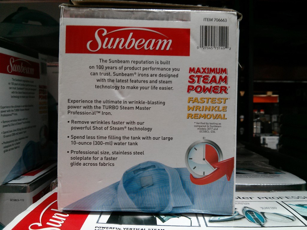 sunbeam turbo steam iron costco