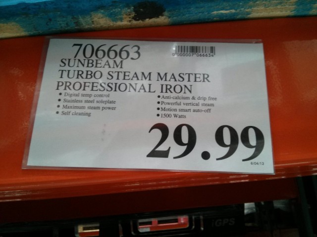 Sunbeam Turbo Steam Master Professional Iron Costco 