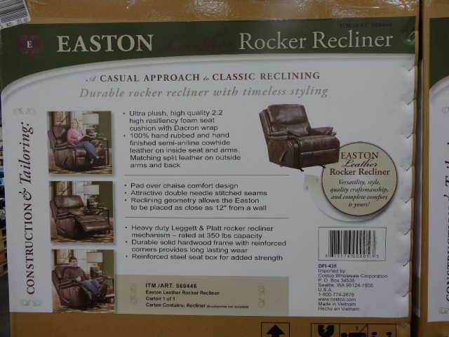 Woodworth Easton Leather Recliner Costco 