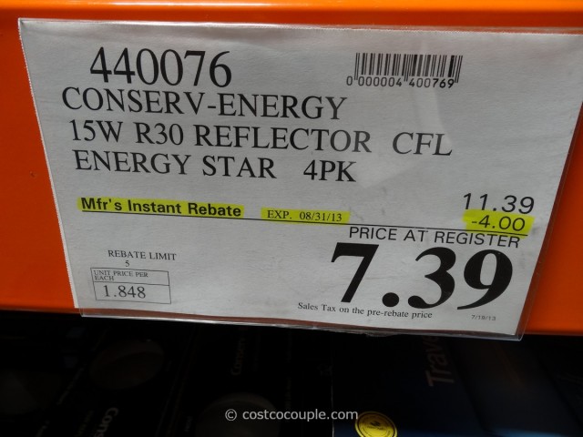 Conserv-Energy 15W R30 Reflector CFL Bulbs Costco 4