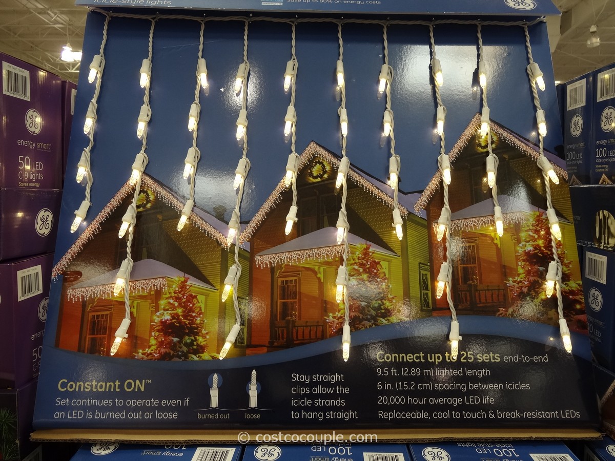 GE Energy Smart 150-Count Blue LED Icicle Christmas Lights – Indoor/Outdoor – One Box