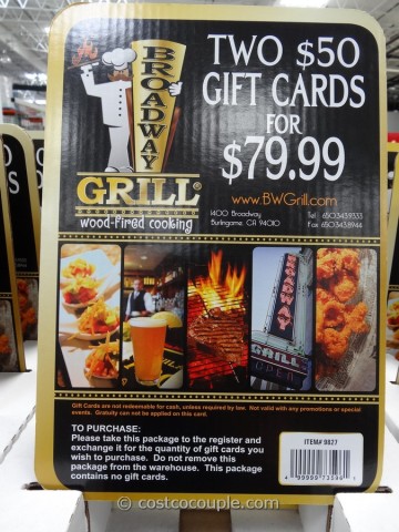 Gift Cards Broadway Grill Costco 1