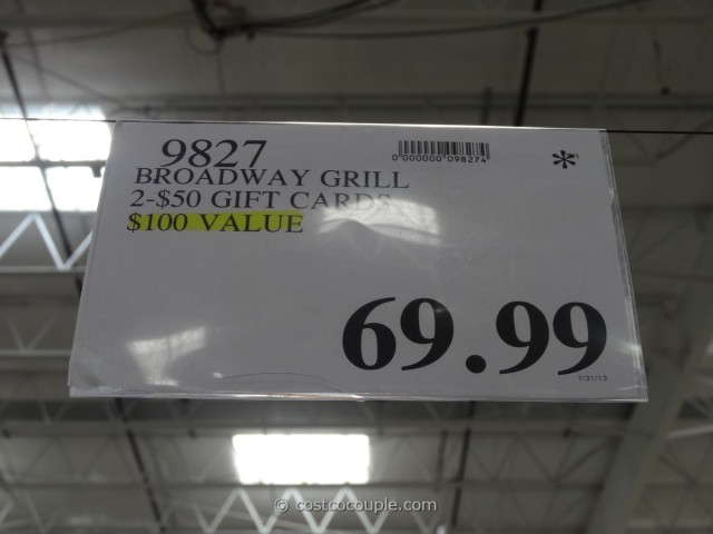 Gift Cards Broadway Grill Costco 3