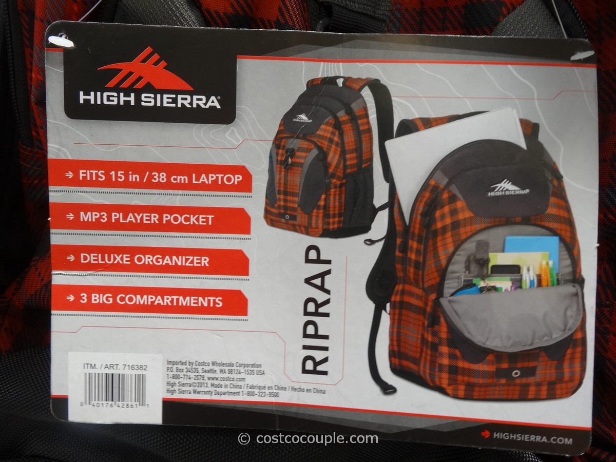 LARGE Lap-top  POCKET w/ Tags New HIGH Sierra RIP-RAP Lifestyle BACKPACK Black 