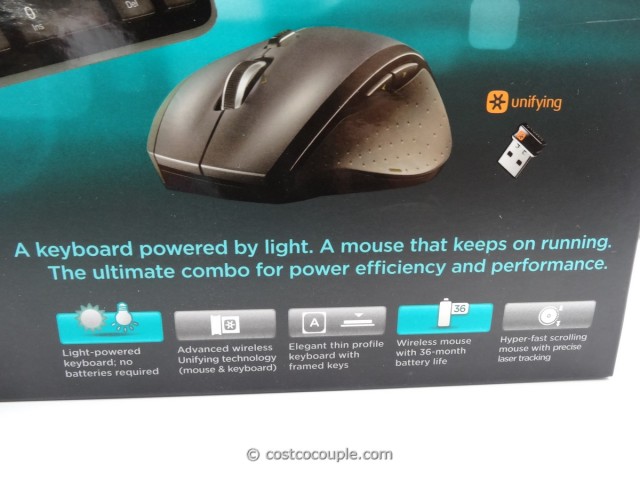 Logitech Wireless Solar Keyboard and Mouse mk750 Costco 3