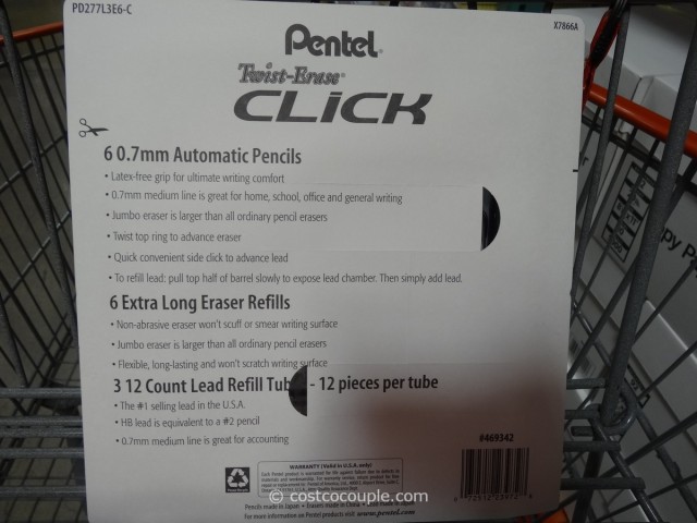 Pentel Twist-Erase Click Mechanical Pencil Costco 2
