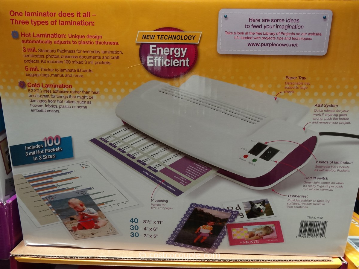 1936 13-Inch Purple Cows Hot and Cold Laminator 50 Hot Pockets New 