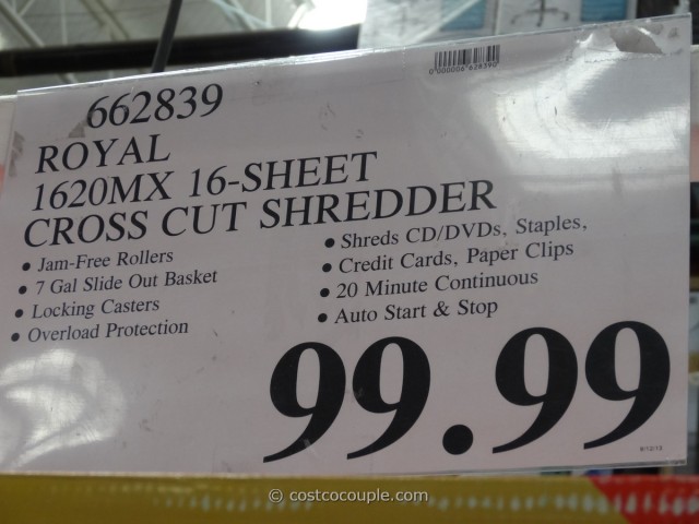 Royal 16 Sheet Cross Cut Shredder Costco  5