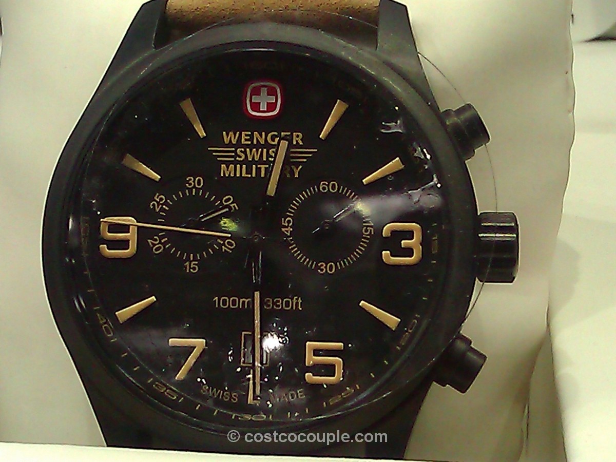 Wenger Swiss Military Men's Black Chronograph Brown Leather Costco
