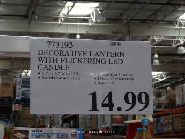 Decorative Lantern with Flickering LED Candle Costco 3