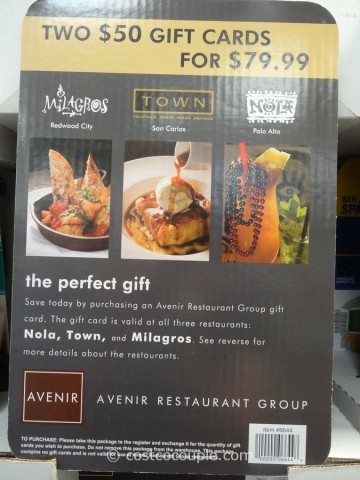 Gift Card Avenir Restaurant Group Costco 2