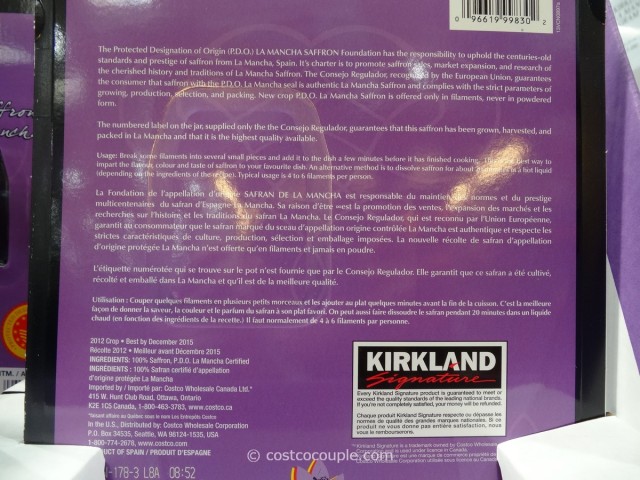 Kirkland Signature La Mancha Saffron Costco 2