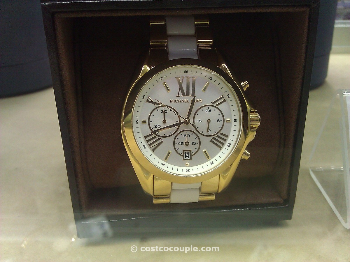 Michael Kors Ladies Gold Tone and White Resin Watch Costco 1