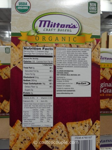 Miltons Organic Multi-Grain Cracker Costco 3