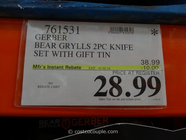 Bear Grylls Gerber Survival 2-Piece Knife Set Costco