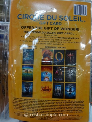 Gift Card Cirque Du Soleil Costco 2