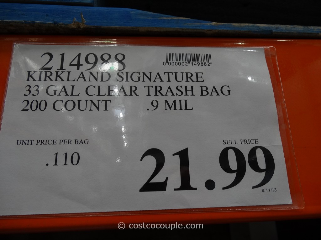 Clear 33 gal/clear/200 Count Kirkland Signature Trash Bag 200 ABCZ 33 Gallon