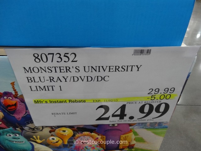 Monsters University Blu-Ray DVD DC Costco 2
