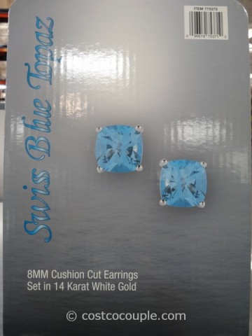 Swiss Blue Topaz 14 Kt Cushion Cut Pendant and Earrings Costco 5