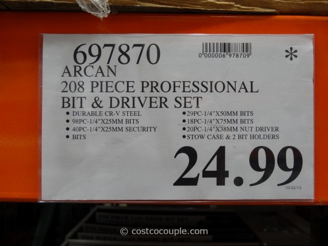 Arcan 208 Piece Professional Bit and Driver Set Costco 1