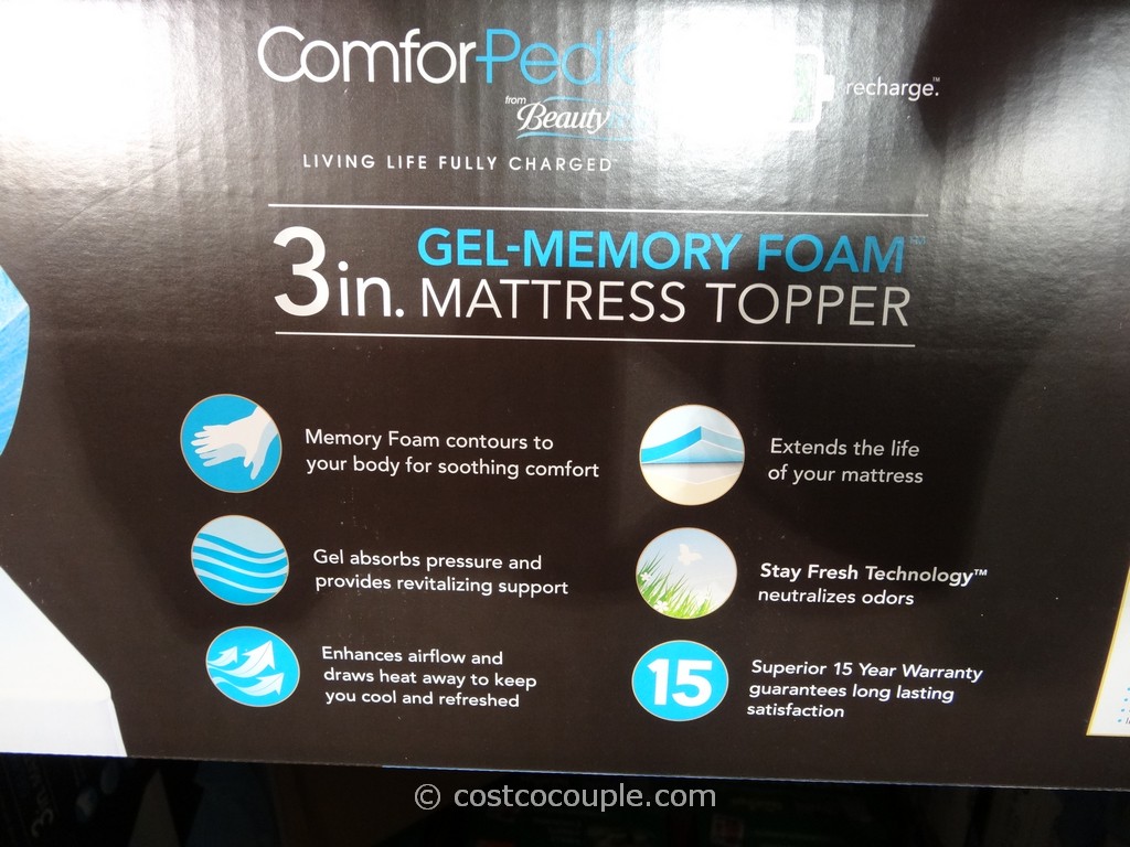 comforpedic 3 in gel memory foam mattress topper