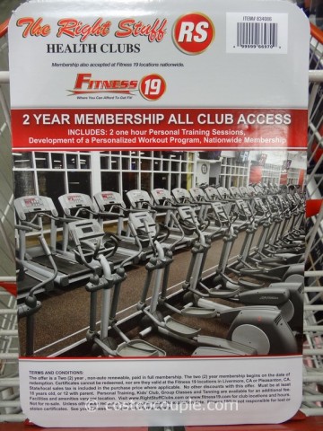 Gift Card The Right Stuff and Fitness 19 Health Clubs Costco 2
