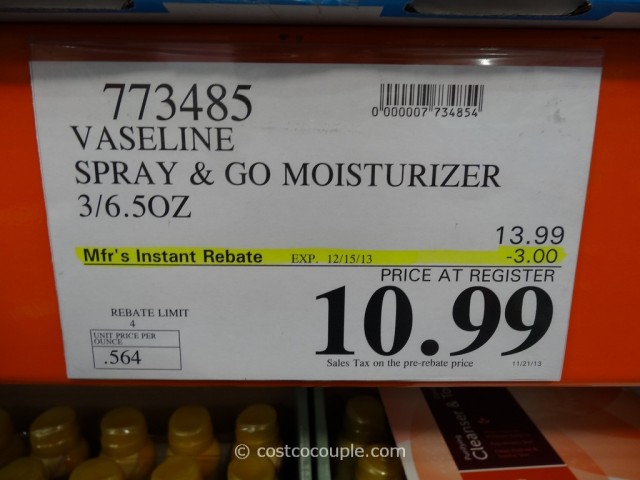 Vaseline Spray and Go Moisturizer Costco