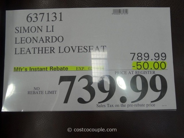 Simon Li Leonardo Leather Loveseat Costco