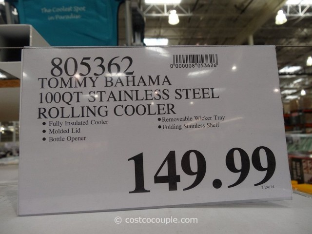 Tommy Bahama 100 Qt Stainless Steel Rolling Cooler Costco 5