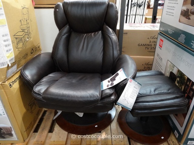 True Innovations Nelson Leather Recliner With Ottoman Costco 5
