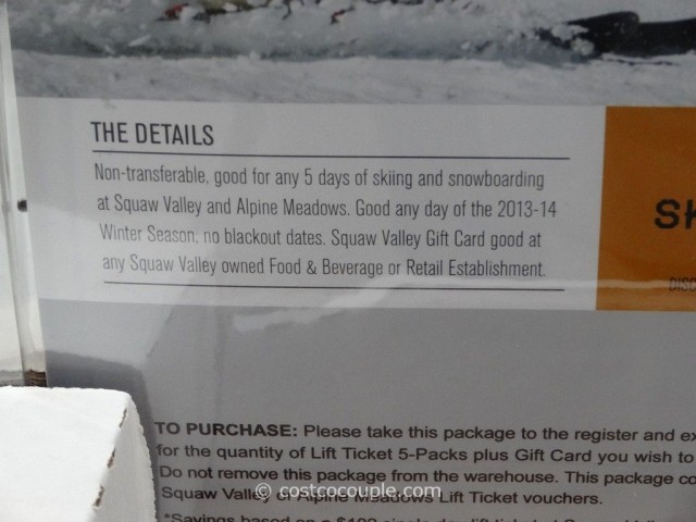 Gift Card Squaw Valley Costco 2