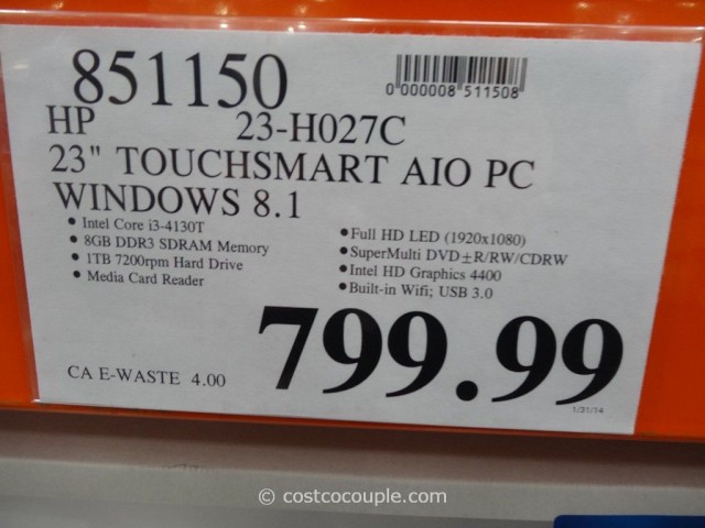 HP Pavilion All-In-One Touch PC 23-H027C Costco 2