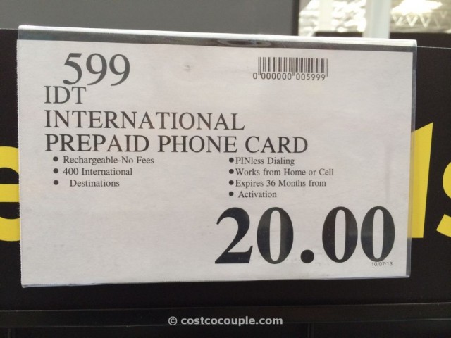 IDT International PrePaid Phone Card Costco 1