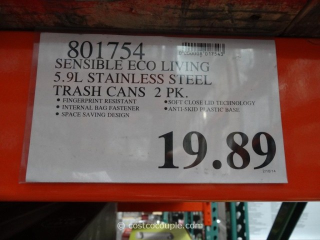 Sensible Eco LIving Stainless Steel Trash Cans Costco 1