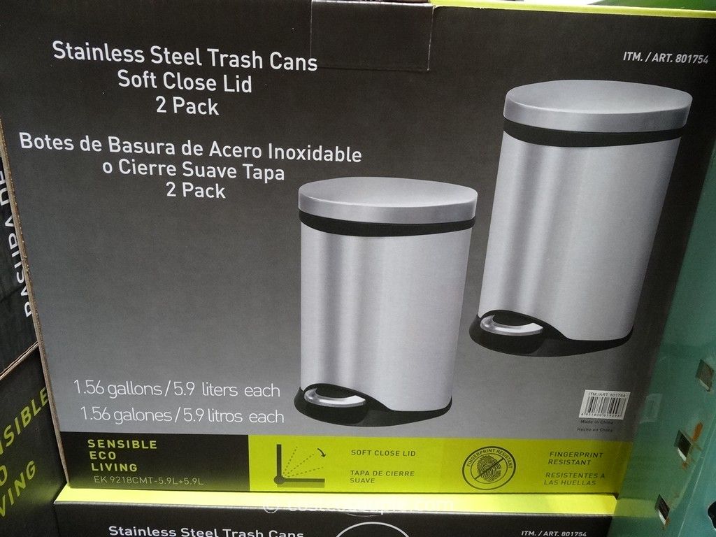 NEW Sensible Eco Living Stainless Steel Garbage Cans Trash Can 2Pk 2.1 Gal 8L 