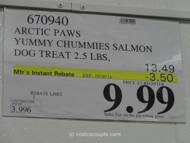Artic Paws Yummy Chummies Salmon Dog Treat Costco 1