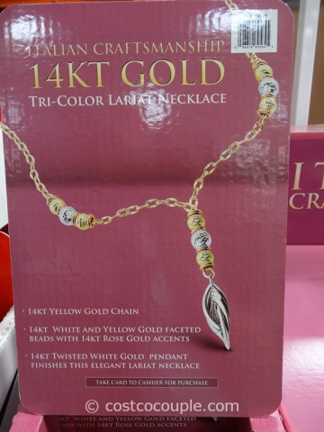 14KT Italian Tri-Color Lariat Necklace Costco 3