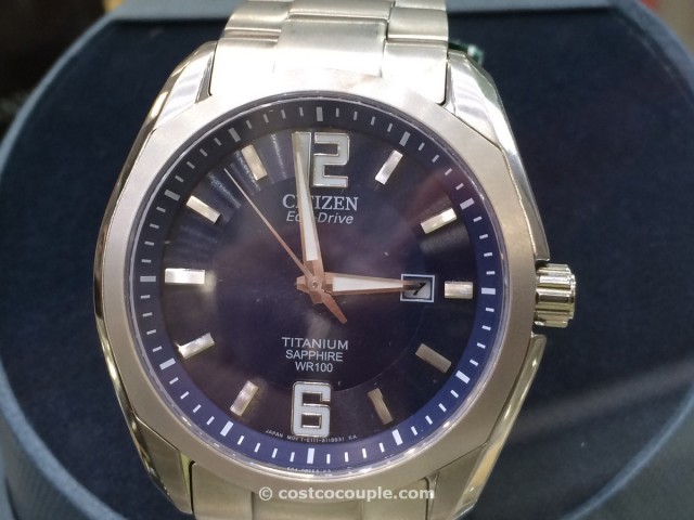 Citizen Eco Drive Mens Blue Dial Titanium Sapphire Watch Costco 1