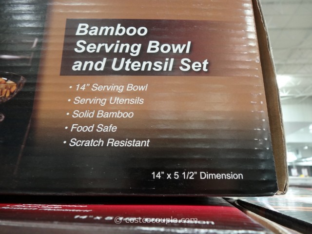 Island Bamboo Serving Bowl and Utensil Set Costco 4