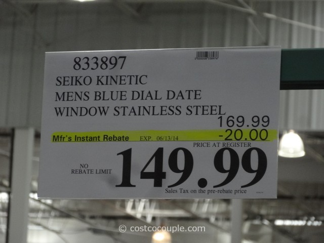 Seiko Kinetic Mens Blue Dial Watch Costco