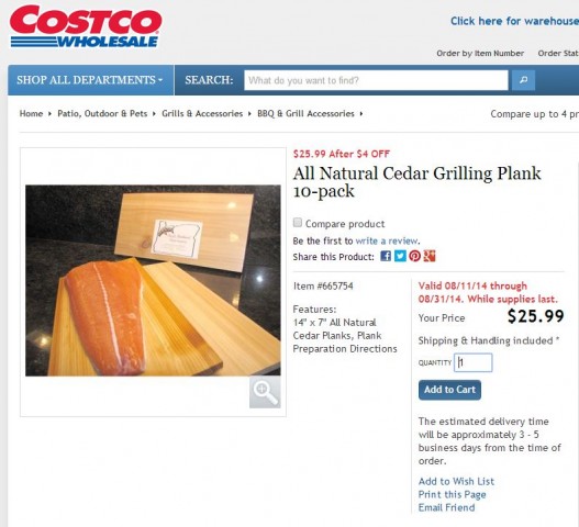 All Natural Cedar Grilling Plank Costco